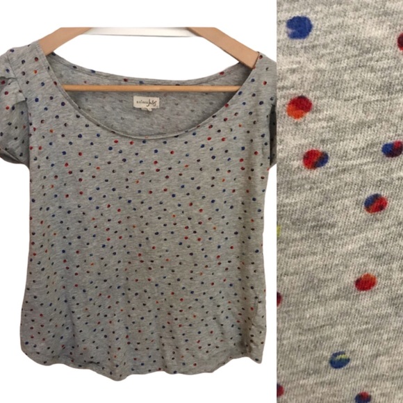 Maison Jules Gray Polka Dot T-Shirt Small Womens - Picture 1 of 6